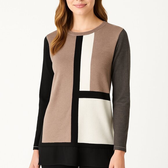 Investments Petites Colorblock Tunic Sweater | Size PL - Picture 1 of 11